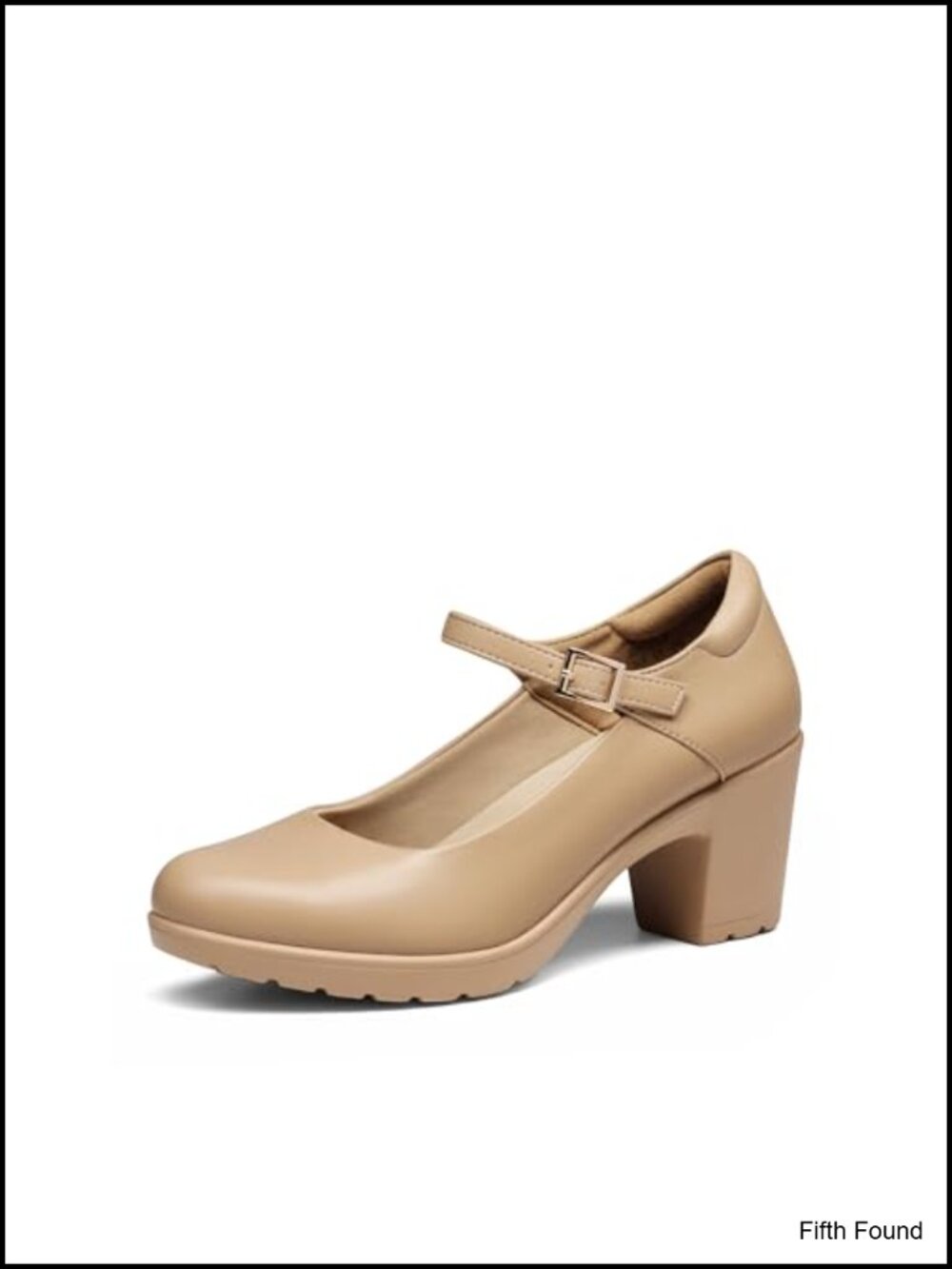 Mary Jane Arch Support Heels PU Leather Block Heel Dress Shoes